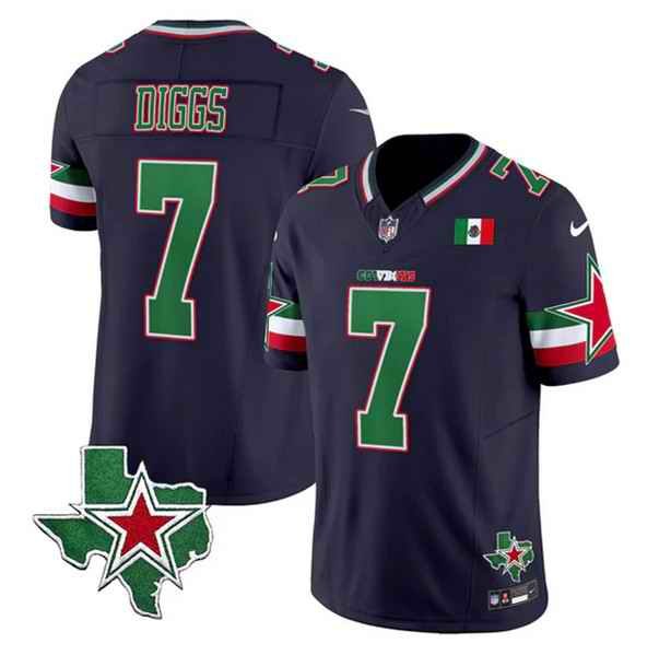 Men's Dallas Cowboys #7 Trevon Diggs 2024 Mexico Navy F.U.S.E. Stitched Football Jersey