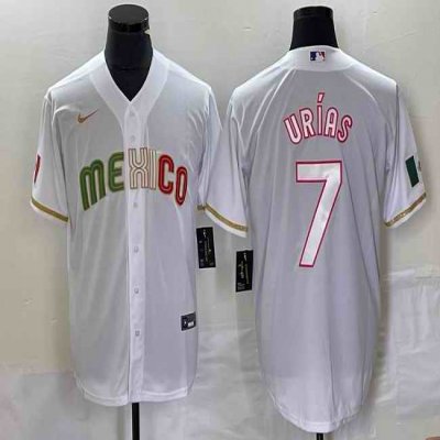 Men's Mexico Baseball #7 Julio Ur'as White 2023 World Baseball Classic Stitched Jersey