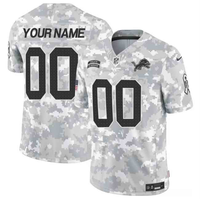 Men's Detroit Lions Active Player Custom 2024 F.U.S.E Arctic Camo Salute to Service Limited Stitched Football Jersey