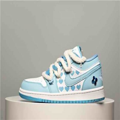 Women's Running Weapon Air Jordan 1 Low Blue/White Shoes 0354