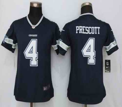 Nike Cowboys #4 Dak Prescott Navy Blue Team Color Women's Stitched NFL Limited Jersey