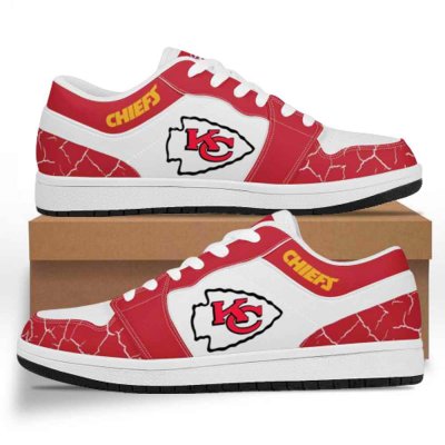 Men's Kansas City Chiefs Low Top Leather AJ1 Sneakers 001