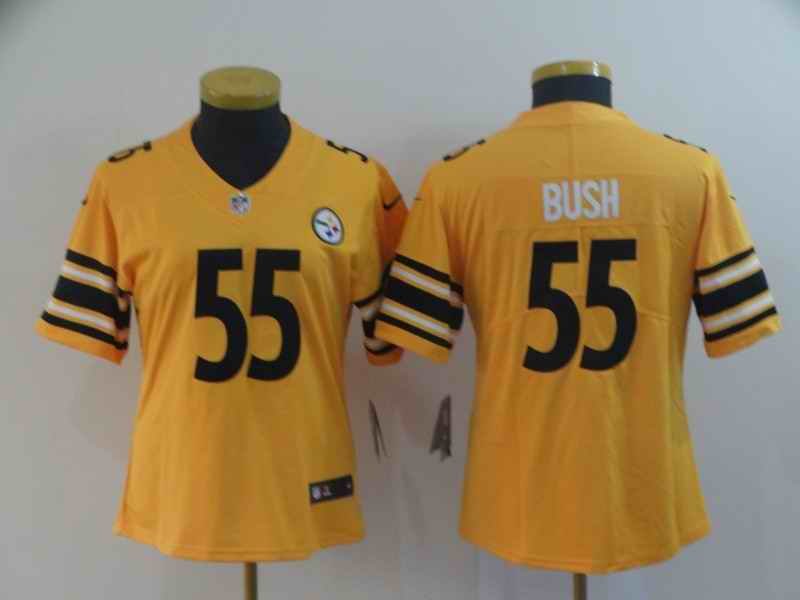 Women's Pittsburgh Steelers #55 Devin Bush Gold Inverted Legend Stitched NFL Jersey(Run Small)