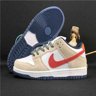 Women's Dunk Low SB White/Brown Shoes 053