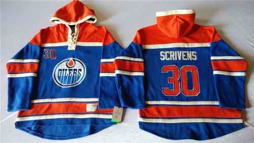 Oilers #30 Ben Scrivens Light Blue Sawyer Hooded Sweatshirt Stitched NHL Jersey