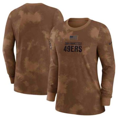 Women's San Francisco 49ers Brown 2023 Salute To Service Long Sleeve T-Shirt(Run Small)