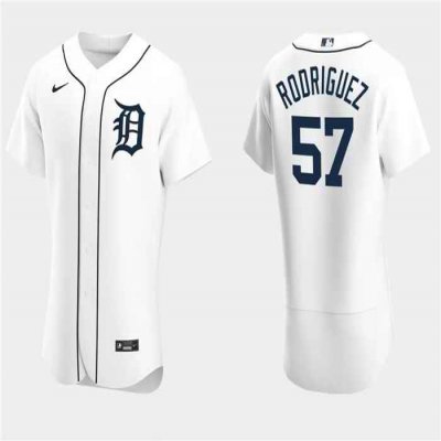 Men's Detroit Tigers #57 Eduardo Rodriguez White Flex Base Stitched Jersey