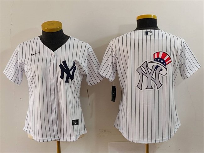 Youth New York Yankees White Team Big Logo Cool Base Stitched Baseball Jersey