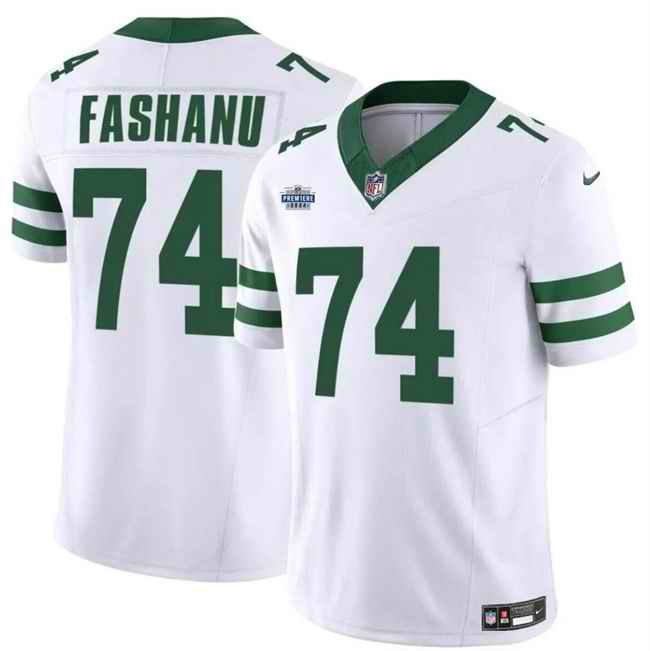 Men's New York Jets #74 Olu Fashanu White 2024 F.U.S.E. With Draft Patch Vapor Limited Stitched Jersey