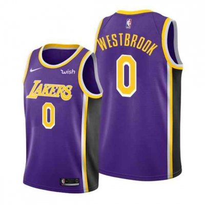 Men's Los Angeles Lakers #0 Russell Westbrook Purple Stitched Basketball Jersey