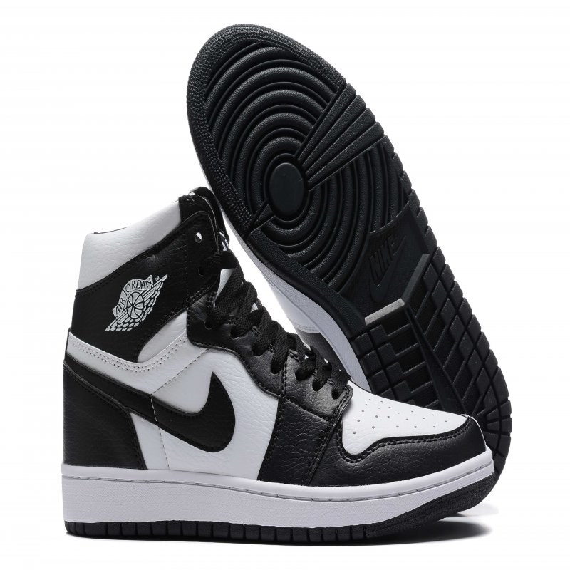 Women's Running Weapon Air Jordan 1 Black White Shoes 0273