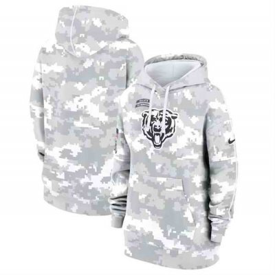 Women's Chicago Bears 2024 Arctic Camo Salute To Service Club Fleece Pullover Hoodie(Run Small)