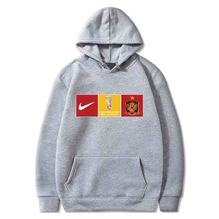 Men's Spain World Cup Soccer Hoodie Grey