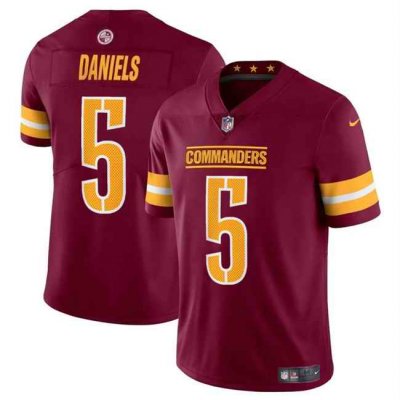 Men's Washington Commanders #5 Jayden Daniels Burgundy 2024 Draft Vapor Limited Stitched Football Jersey