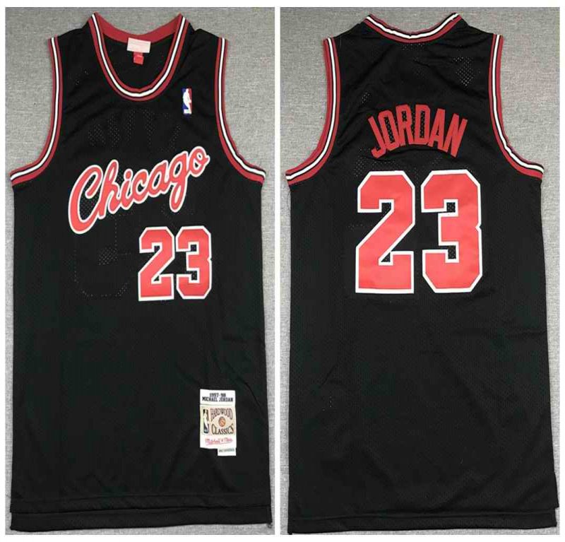 Men's Chicago Bulls #23 Michael Jordan 1997-98 Black Throwback Stitched Jersey