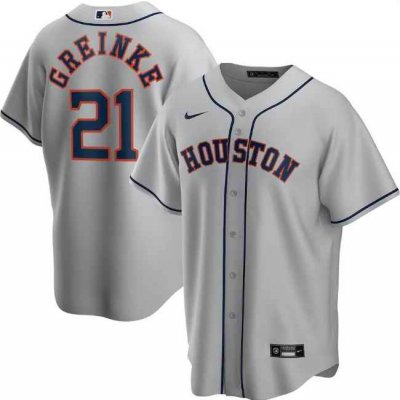 Men's Houston Astros #21 Zack Greinke Grey Cool Base Stitched Jersey