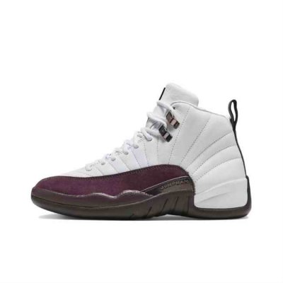 Men's Running weapon Air Jordan 12 White/Burgundy Shoes 057