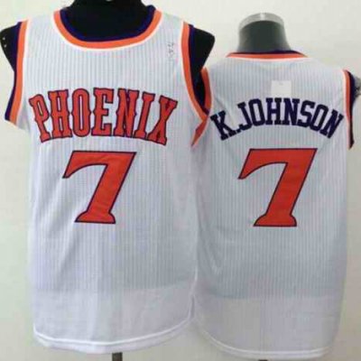 Suns #7 K Johnson White New Throwback Stitched NBA Jersey