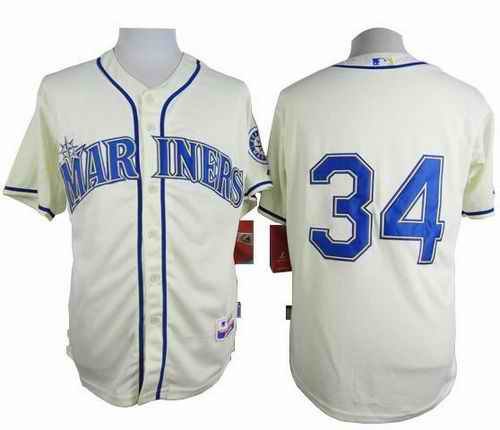 Mariners #34 Felix Hernandez Cream Alternate Cool Base Stitched MLB Jersey