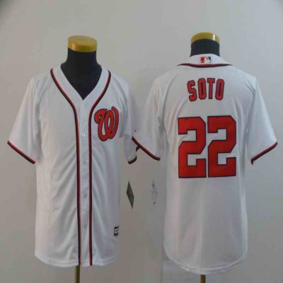 Youth Washington Nationals  #22 Juan Soto White Cool Base Stitched MLB Jersey