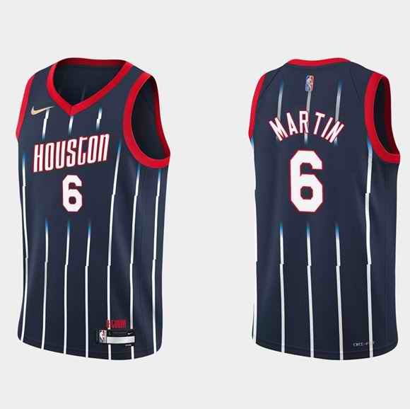 Men's Houston Rockets #6 Kenyon Martin Jr. 2021/22 City Edition 75th Anniversary Navy  Stitched Basketball Jersey