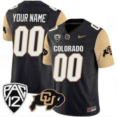 Men's Colorado Buffaloes Active Player Custom Black/Brown 2024 F.U.S.E. With Big 12 XII Patch Stitched Football Jersey