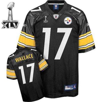 Steelers #17 Mike Wallace Black With Yellow Number Super Bowl XLV Stitched Youth NFL Jersey