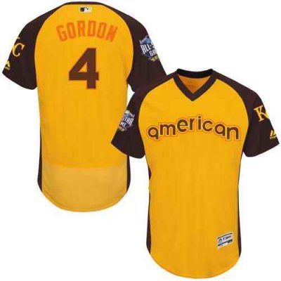 Royals #4 Alex Gordon Gold Flexbase Authentic Collection 2016 All-Star American League Stitched MLB Jersey