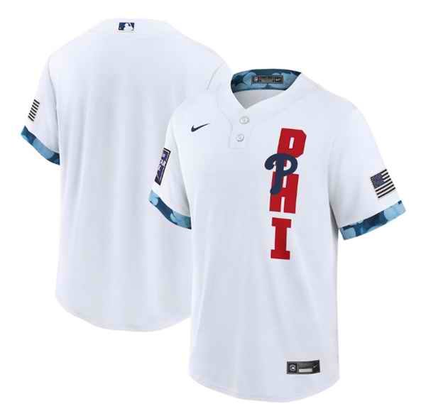 Men's Philadelphia Phillies Blank 2021 White All-Star Cool Base Stitched MLB Jersey