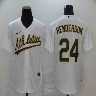 Men's Oakland Athletics #24 Rickey Henderson White Cool Base Stitched MLB Jersey