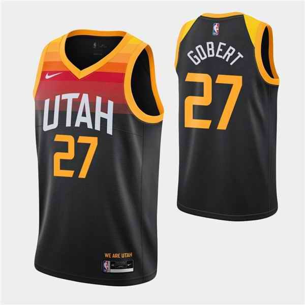 Men's Utah Jazz #27 Rudy Gobert  2020-21 Black City Swingman Stitched NBA Jersey