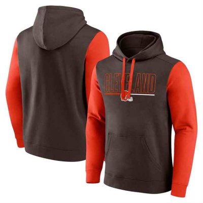 Men's Cleveland Browns Brown/Orange Outline Pullover Hoodie