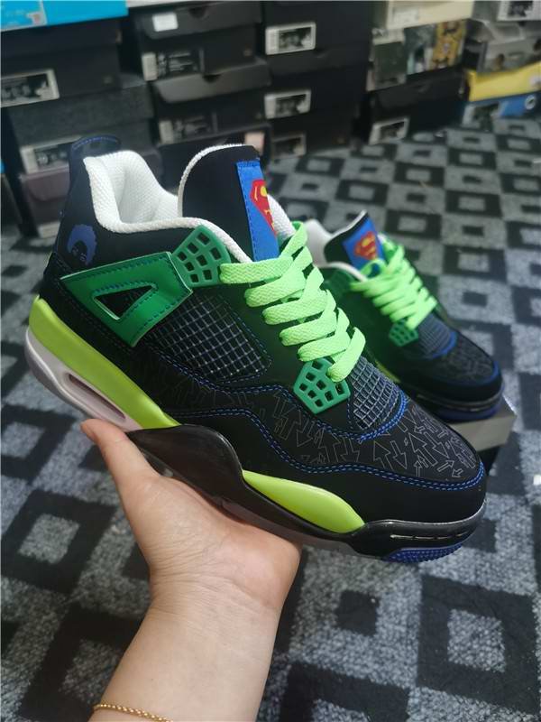 Men's Running weapon Air Jordan 4 Black/Green Shoes 0123