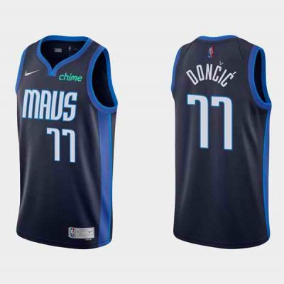 Men's Dallas Mavericks #77 Luka Doncic Black and Blue Stitched Jersey