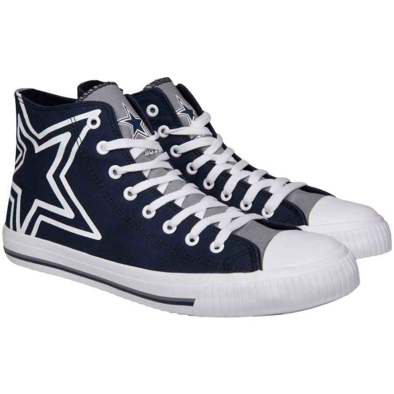 Women's NFL Dalls Cowboys Repeat Print High Top Sneakers 017