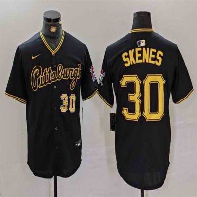 Men's Pittsburgh Pirates #30 Paul Skenes Black Stitched Baseball Jersey