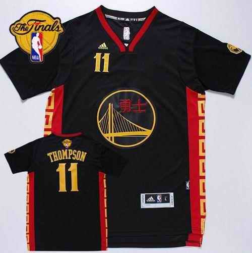 Warriors #11 Klay Thompson Black Slate Chinese New Year The Finals Patch Stitched NBA Jersey