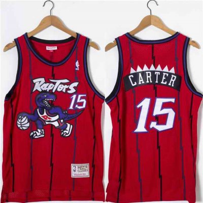 Men's Toronto Raptors #15 Vince Carter Red Throwback Stitched Jersey