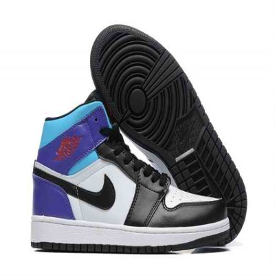 Women's Running Weapon Air Jordan 1 White/Purple/Black Shoes 0348