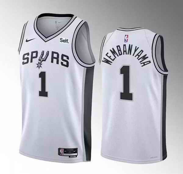 Men's San Antonio Spurs #1 Victor Wembanyama White 2022/23 Association Edition Stitched Basketball Jersey