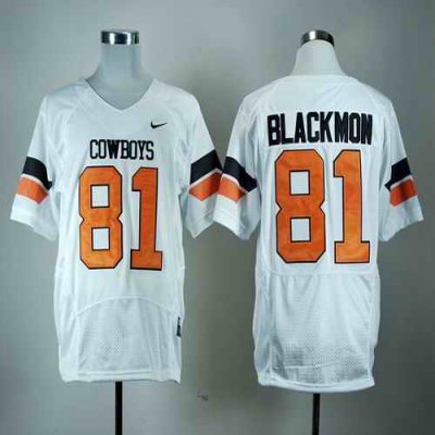 Cowboys #81 Justin Blackmon White Pro Combat Stitched NCAA Jersey