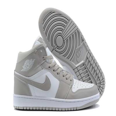 Men's Running Weapon Air Jordan 1 White/Grey Shoes 0211