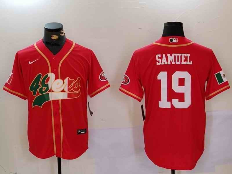 Men's San Francisco 49ers #19 Deebo Samuel Red Mexico With Patch Stitched Baseball Jersey