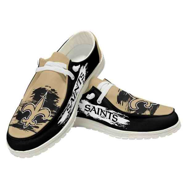 Men's New Orleans Saints Loafers Lace Up Shoes 001 (Pls check description for details)