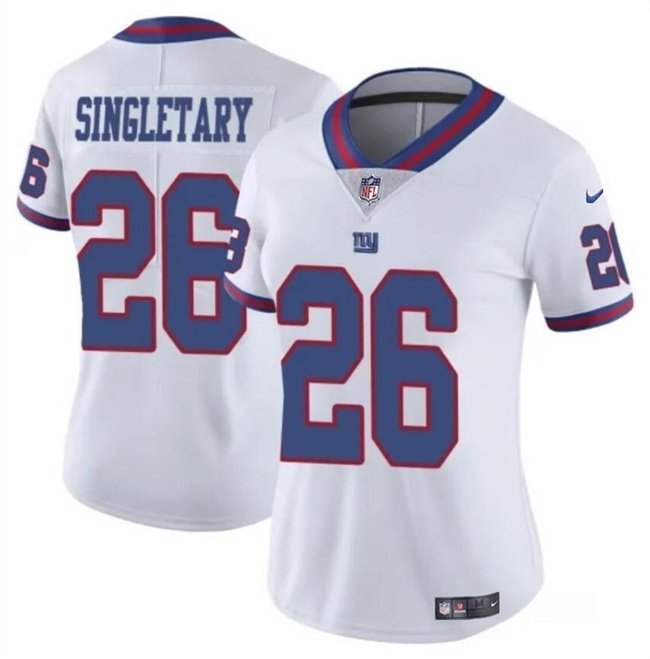 Women's New York Giants #26 Devin Singletary White Color Rush Stitched Jersey(Run Small)