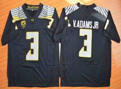 Ducks #3 Vernon Adams Jr. Olive Black(White No.) Stitched NCAA Jersey