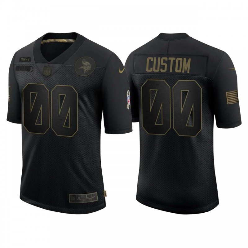 Men's Minnesota Vikings Customized 2020 Black Salute To Service Limited Stitched Jersey