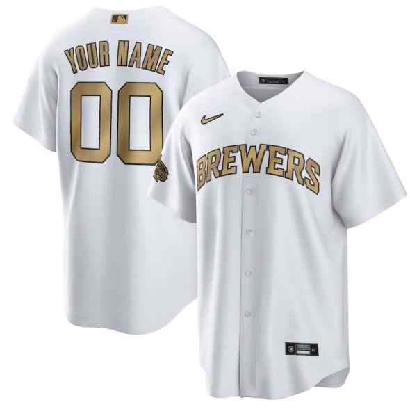 Men's Milwaukee Brewers Active Player Custom 2022 All-Star Cool Base White  Stitched Baseball Jersey