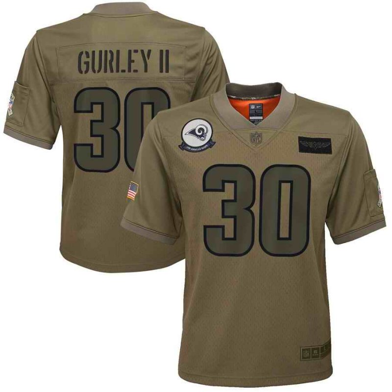 Youth Los Angeles Rams #30 Todd Gurley 2019 Camo Salute To Service Stitched NFL Jersey