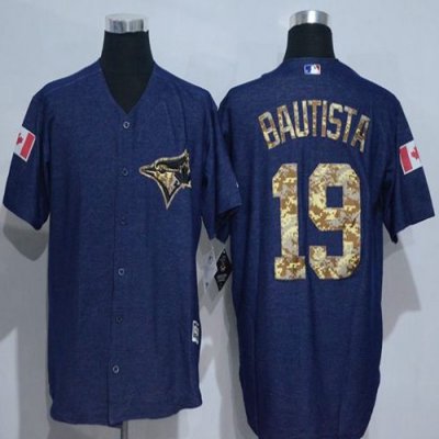 Blue Jays #19 Jose Bautista Denim Blue Salute to Service Stitched MLB Jersey